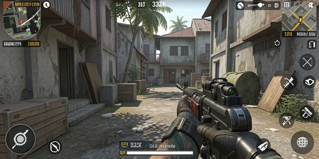 Tampilan gameplay FPS yang mendebarkan dan dinamis.