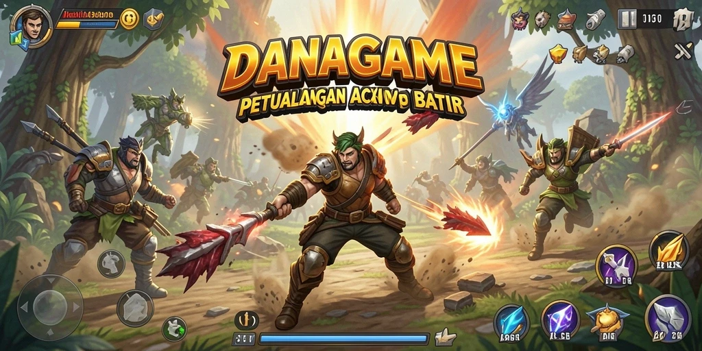 Screenshot utama menunjukkan aksi mendebarkan dalam DANAGAME.