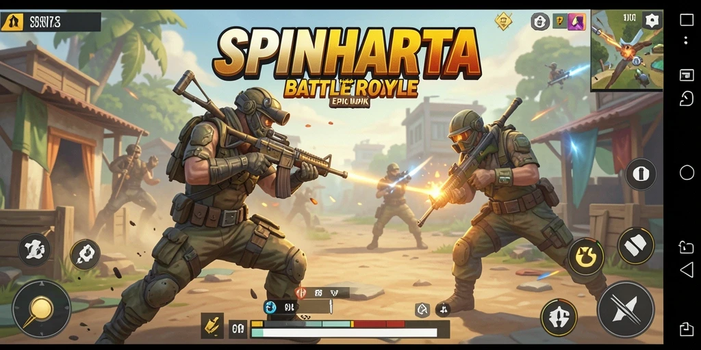 Tampilkan aksi seru dari gameplay Battle Royale di SPINHARTA.