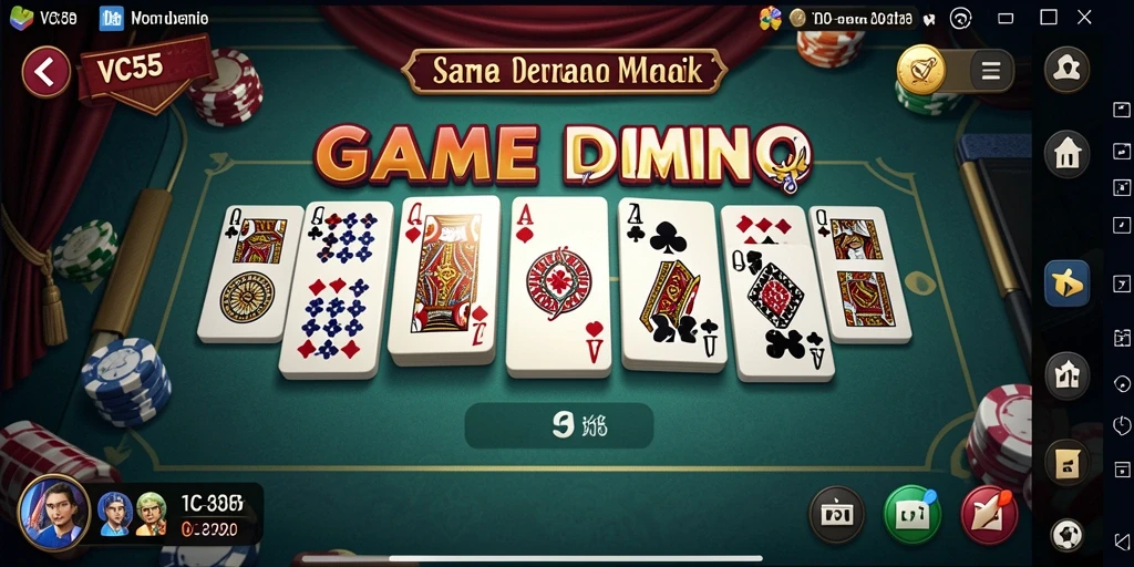 Tampilan gameplay seru dari VC55 dalam bermain Domino.