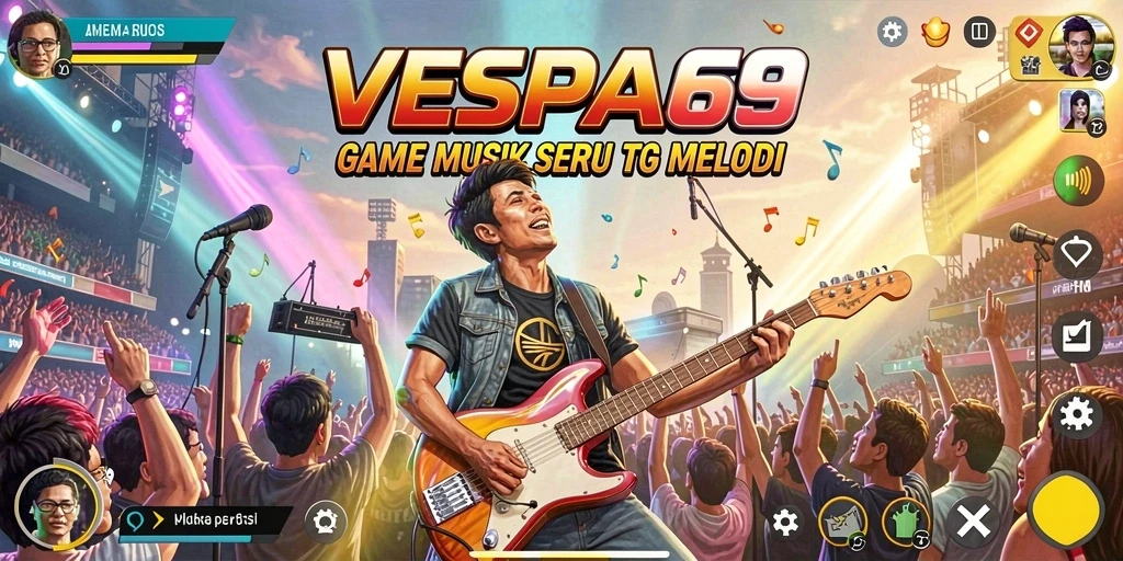 Tampilan gameplay VESPA69 dengan alunan musik yang menawan.
